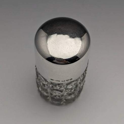 1905 British Antique Cut Glass Perfume Bottle Pure Silver Lid S Blankensee